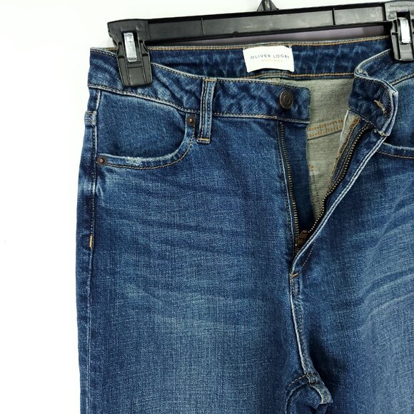 Oliver Logan The Russel Flare Denim Jeans Womens 25 Split Hem Distressed - Picture 12 of 15